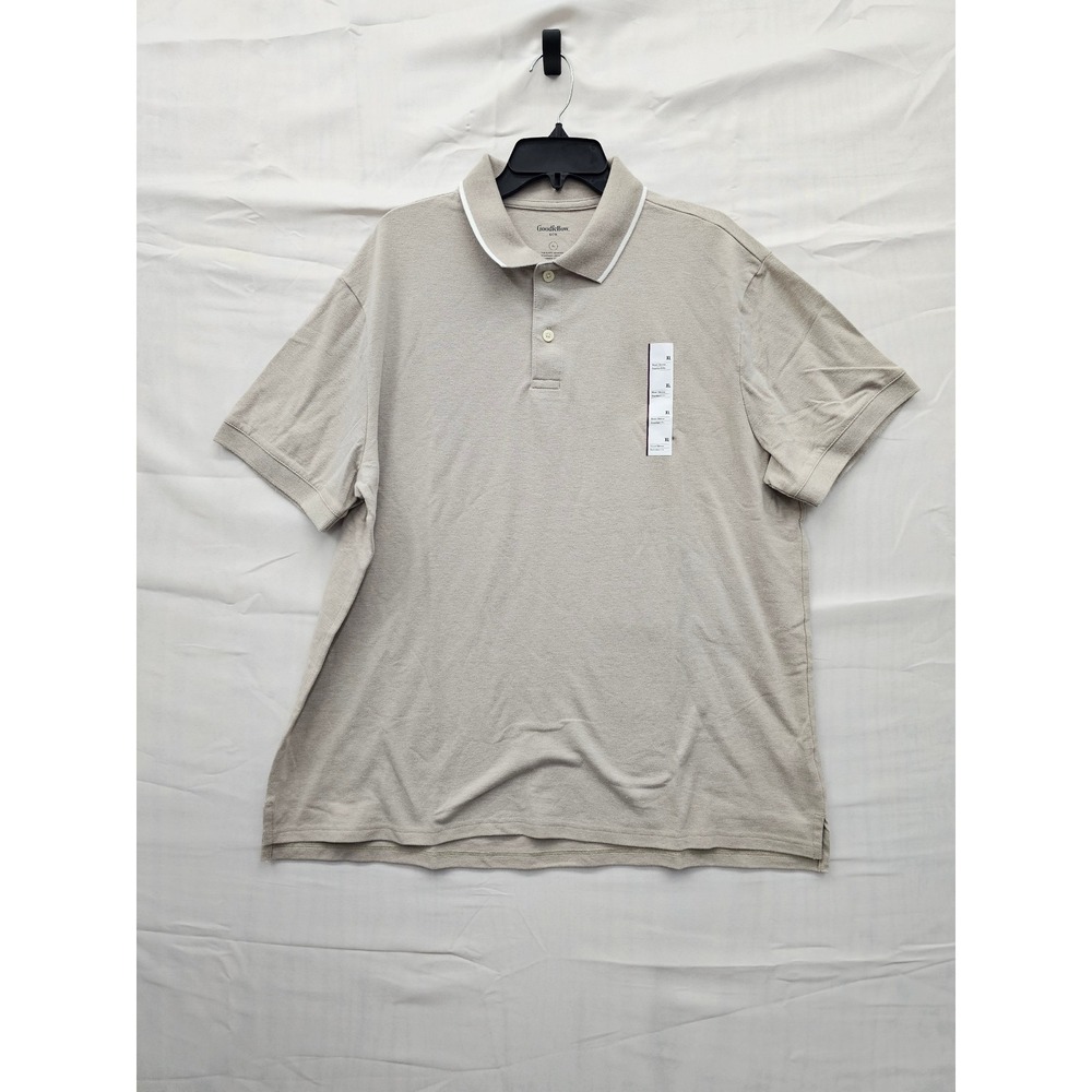 Goodfellow & Co Mens Tipped Polo Shirt Khaki Cotton Blend Casual Size XL